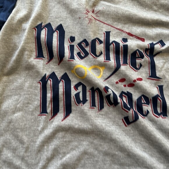 Harry Potter MIschief Managed Long Sleeve Sleep Tee T-Shirt Woman’s S Gray NWT - Picture 2 of 8